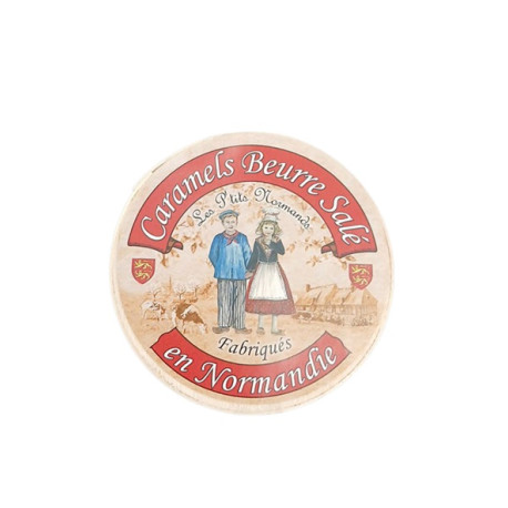 Boite ronde bois Normandie Caramel 50g
