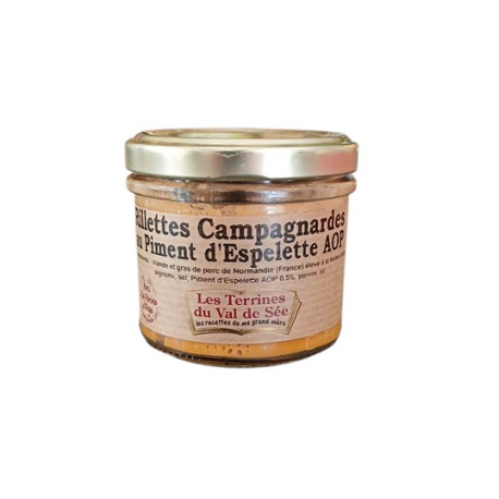 Rillettes campagnardes au piment d'Espelette - bocal de 90g