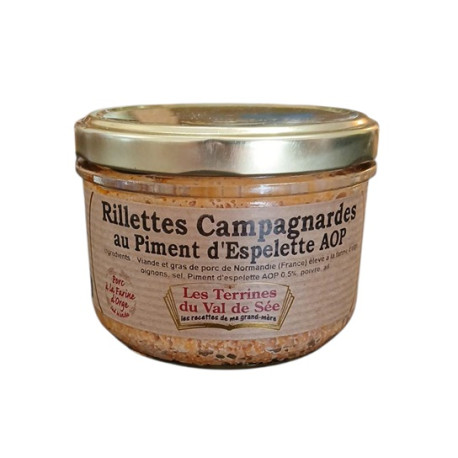 Rillettes campagnardes au piment d'Espelette - bocal de 190g