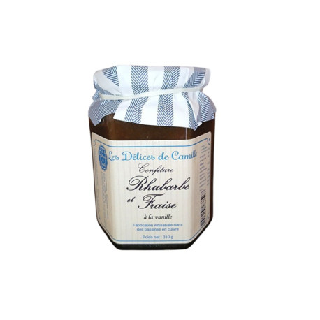 Confiture Rhubarbe, Fraise et Vanille - Pot de 310g