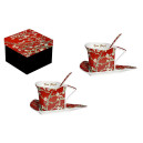 Coffret 2 Tasses 180mL + soucoupes Amandiers Rouge - Van Gogh