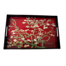 Plateau Rectangle Amandiers Rouge Van Gogh avec poignées