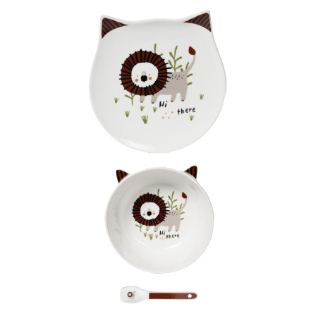 Service Enfant 3 Pièces Porcelaine Lion
