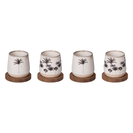 Coffret 4 Tasses + sous tasses 10cL Palm