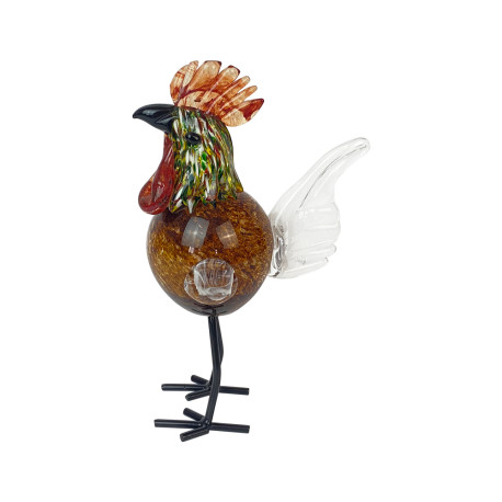 Coq Marron en Verre Galli H 28cm