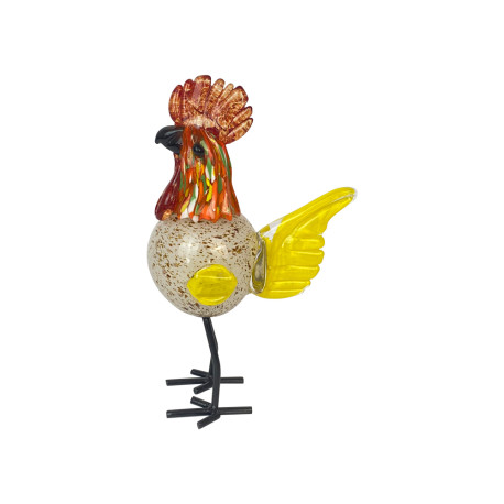 Coq Orange en Verre Galli H 28cm