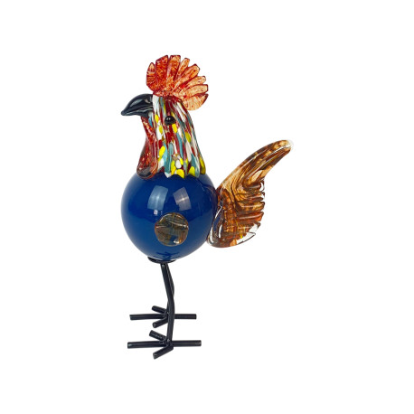 Coq Bleu en Verre Galli H 28cm