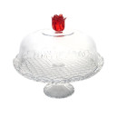 Cloche sur Pied Rose en verre 30cm