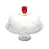 Cloche sur Pied Rose en verre 30cm