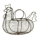 Panier poule en métal vieilli, anses mobiles