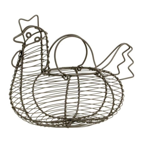 Panier poule en métal vieilli, anses mobiles