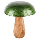 Champignon "Blurry Green" Bois/émaille 12x12x14cm
