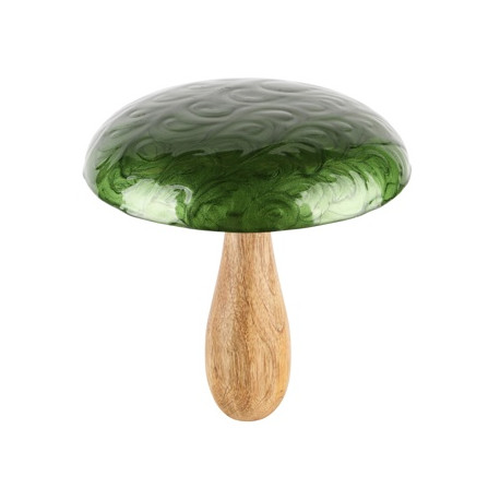 Champignon "Blurry Green" Bois/émaille 21x21x23cm