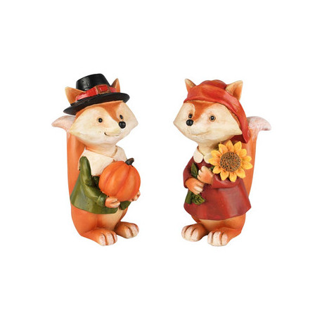 Renard avec Citrouille ou Tournesol 10x7x14cm