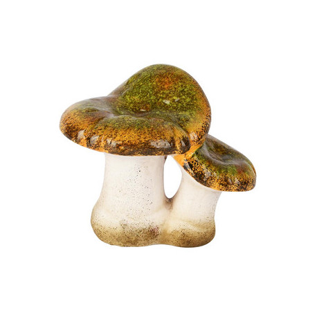 Duo Champignon Vert/Blanc Céramique 13x10x11cm
