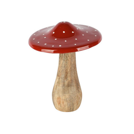 Champignon Rouge et Blanc Bois 14x14x17cm