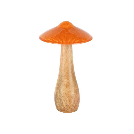 Champignon Orange Bois/métal 11x11x20cm