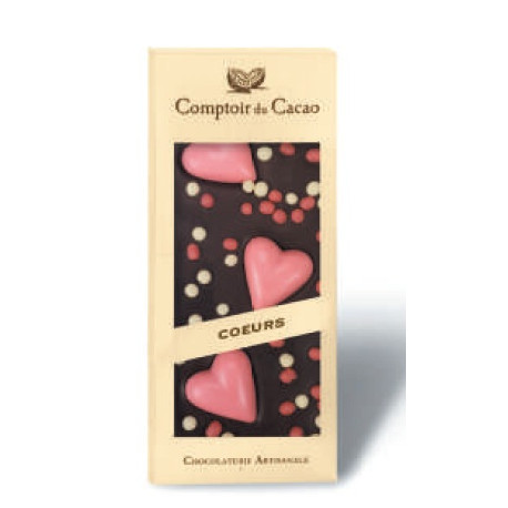 Tablette Chocolat Noir Coeur Rose 90g