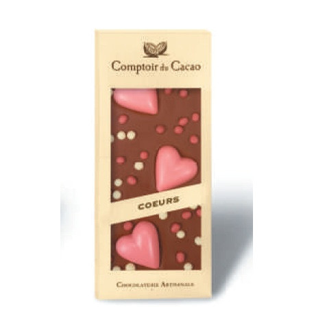 Tablette Chocolat Lait Coeur rose 90g