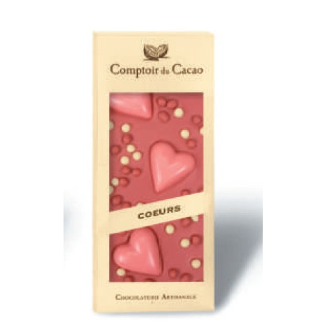 Tablette Chocolat Ruby Coeur rose 90g