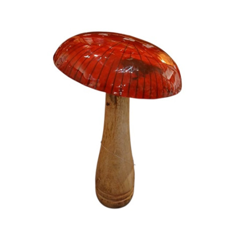 Champignon "Ruby Red" Bois/émaille 14x14x25cm