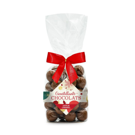 Sachet Billes Chocolat Caramel Joyeuses Fêtes 100g