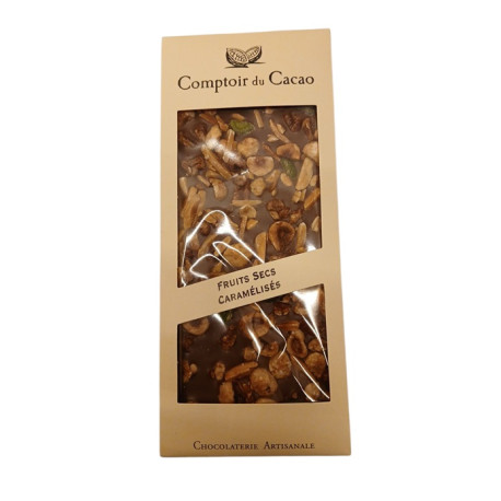 Tablette Chocolat Lait Fruits Sec Caramélisés - 90g
