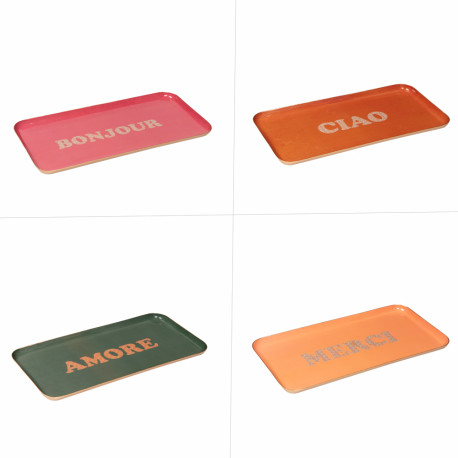 Plateau Rectangle Métal 30x15cm Text