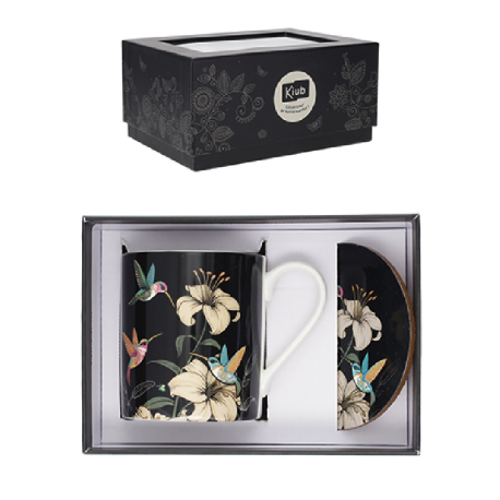 Coffret Mug 280mL et Sous Tasse Jewels Colibris