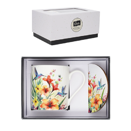 Coffret Mug 280mL et Sous Tasse Portfolio Colibris