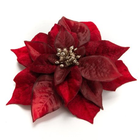 Poinsettia Clip D17cm Rouge