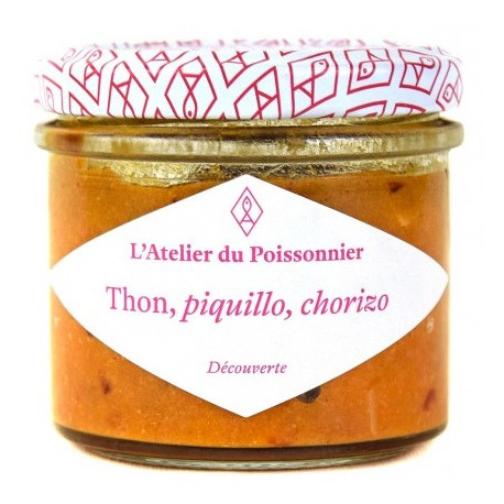 Rillettes de thon, piquillo, chorizo, pot de 90g