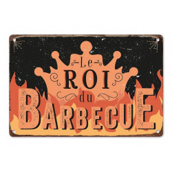 Plaque Métal "Le Roi du Barbecue"