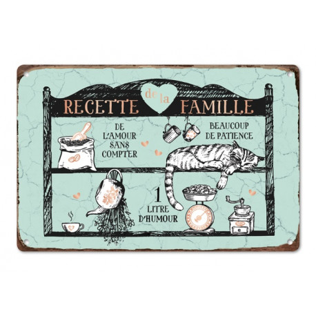 Plaque Métal "Recette de Famille"