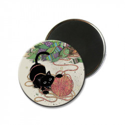 Magnet Rond Bug Art Chaton Pelote