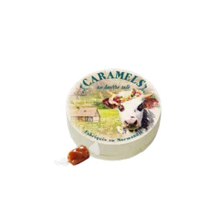 Boite ronde bois Normandie vintage Caramel 50g
