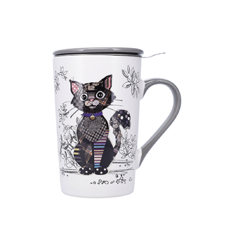 Mug Tisanière Chat Noir 435mL Kook