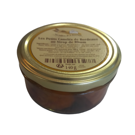 Bocal de 4 petits Canelés au sirop de Rhum - 140g