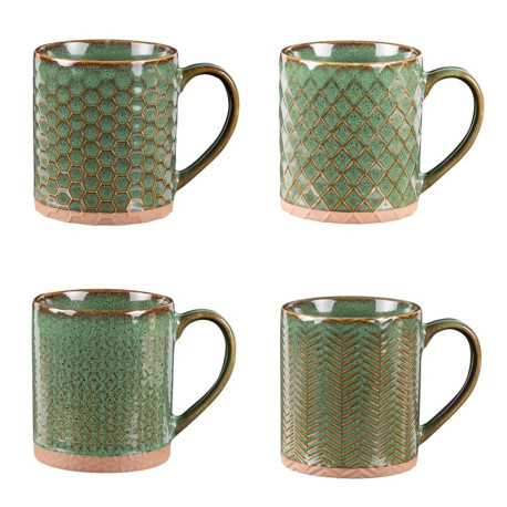 Coffret 4 Mugs Jaspe Vert 35cL