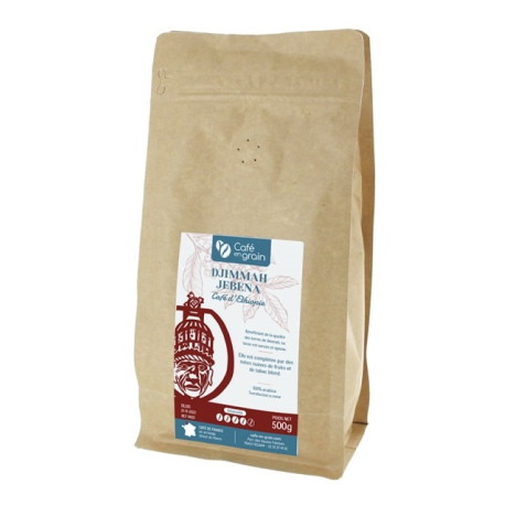 Café Ethiopie Djimmah Jebena grains - Sachet Vrac 250g