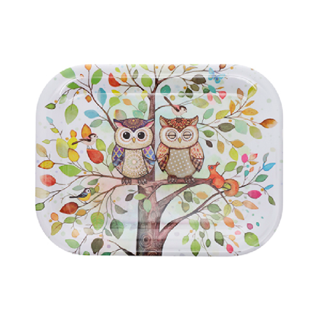 PLATEAU RECTANGLE MM COUPLE DE CHOUETTES