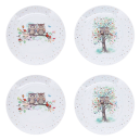 Coffret 4 assiettes dessert chouettes