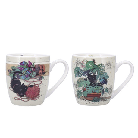 Duo Mini Mug Bug Art Chaton Pelote/Monstera