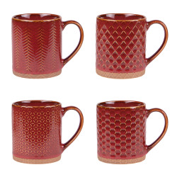 Coffret 4 Mugs Jaspe Rouge...