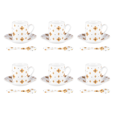 Coffret de 6 tasses Eleor 10 cl, sous tasses et cuillères