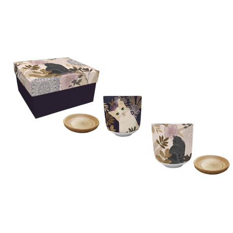 Coffret 2 Tasses 120mL + soucoupes Chat Florabelle