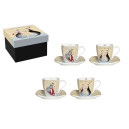 Coffret 4 Tasses expresso + soucoupes Cattuccino Catitudes de M. Robertson