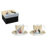 Coffret 2 Tasses expresso + soucoupes Cattuccino Catitudes de M. Robertson