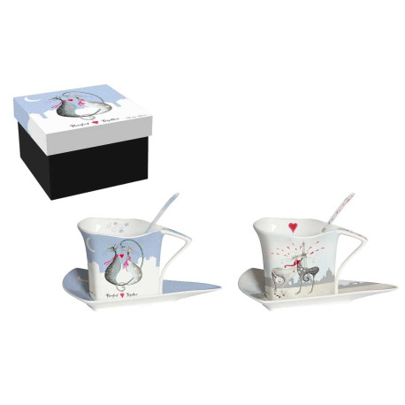 Coffret 2 Tasses 180mL + soucoupes Love Duo Catitudes de M. Robertson
