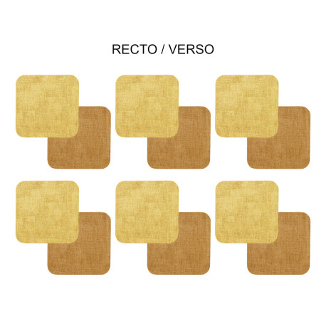 Set de 6 dessous de verre carré jaune moutarde